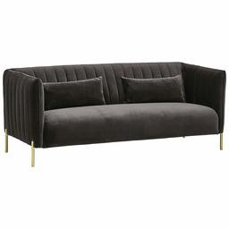 Rivet Frederick Mid-Century Modern Tufted Velvet Sofa Couch, 77.5 W, Grey
